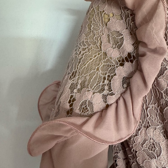 Elegant Lace Ruffle Blouse - Dusty Pink - Picture 5 of 8